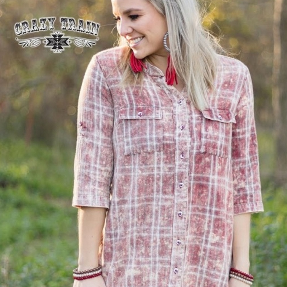 Crazy Train acid wash Flannel